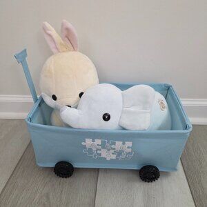 Kawaii Mini Storage Cart Wagon Trolley Wheels for Kids Pets Dolls Toys Blue